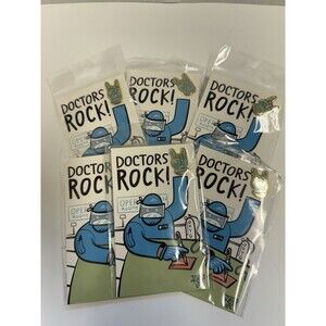 Primitives By Kathy “Doctors Rock” Rock On Blue Enamel Hand Glove Pin Lot Of 6